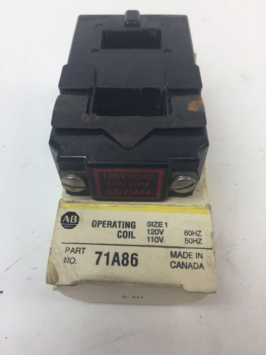 ALLEN BRADLEY 71A86 OPERATING COIL 120 V 60 HZ 110 V 50 HZ SIZE 1