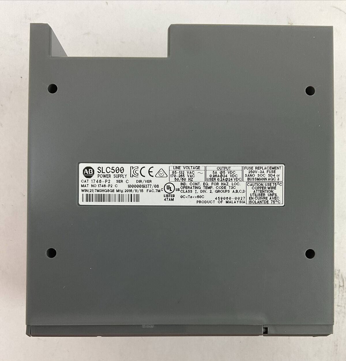 ALLEN BRADLEY 1746-P2 SER C POWER SUPPLY DIR/REV 10000019377/08