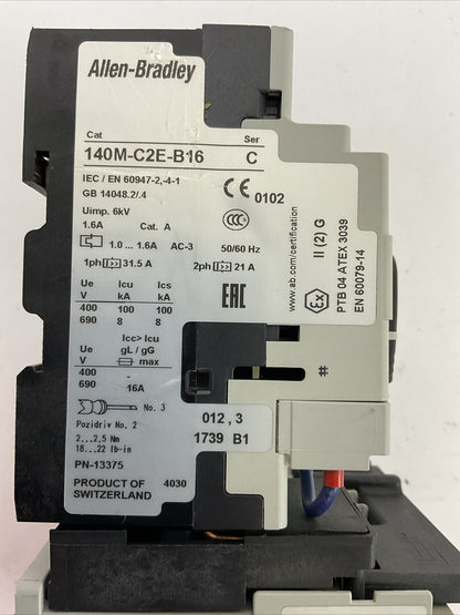 ALLEN BRADLEY REVERSING ECONOMY STARTER (140M-C2E-B16 + 100-C09E*10 COIL 24VDC)