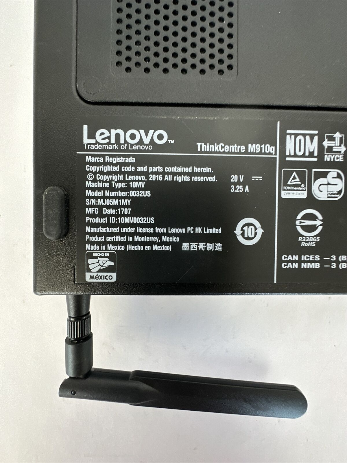 LENOVO MT-M 10MV-0032US THINKCENTRE M910q 20VDC 3.25A