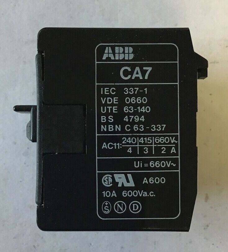 ABB CA7-22E AUXILIARY CONTACT 2N0-2NC 600VAC 10A