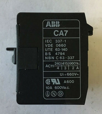 ABB CA7-22E AUXILIARY CONTACT 2N0-2NC 600VAC 10A