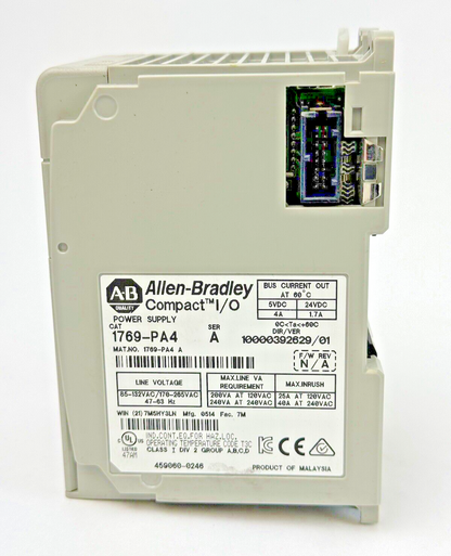 ALLEN-BRADLEY - 1769-PA4 SER. A, F/W REV. N/A, DIR/VER 10000392629/01 - PWR SPLY