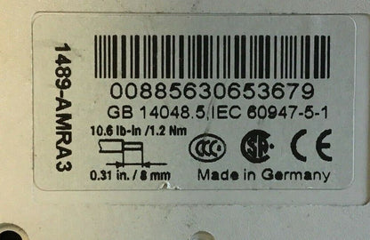 ALLEN BRADLEY 1489-M C 5A 1POLE CIRCUIT BREAKER W/ 1489-ABRA3 AUX. CURCUIT