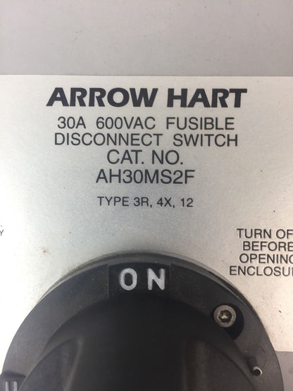 ARROW HART AH30MS2F DISCONNECT SWITCH 30A 600VAC FUSIBLE TYPE 3T,4X,12 ENCLOSED