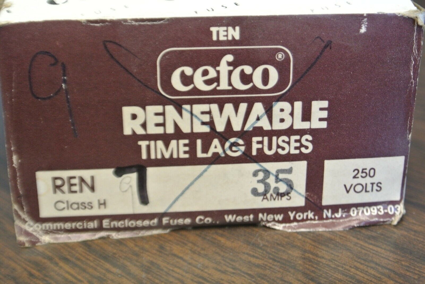 LOT of 7 CEFCO REN35 CLASS H TIME-LAG RENEWABLE FUSE / 35A / 250V / NEW SURPLUS