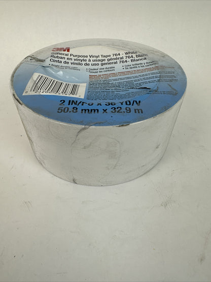 3M GENERAL PURPOSE VINYL TAPE 764 WHITE 2IN X 36YD 50.8mm X 32.9m (LOT OF 3)