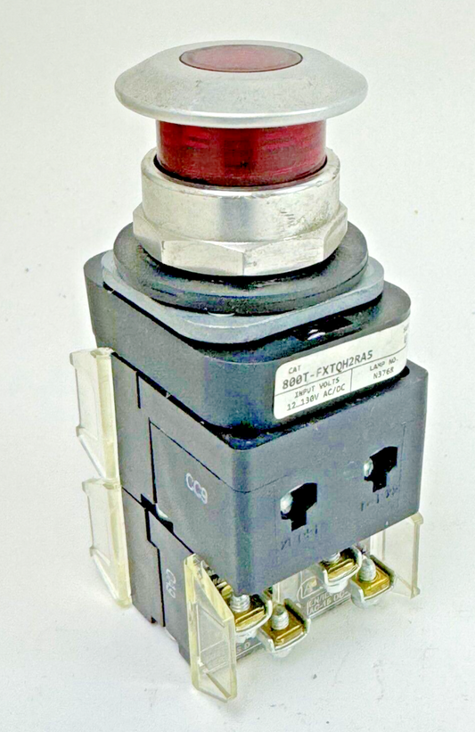 ALLEN-BRADLEY - 800T-FXTQH2RA5 SER. U - RED MUSHROOM PUSH/PULL BUTTON W/ BLOCK