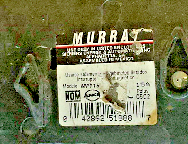 MURRAY MP115(2) WITH MP130(2) CIRCUIT BREAKER 15A & 30A **4 BREAKERS**