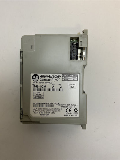 ALLEN BRADLEY 1769-IQ16 SER A REV 2 F/W REV 3.1 COMPACT I/O 16PT INPUT MODULE