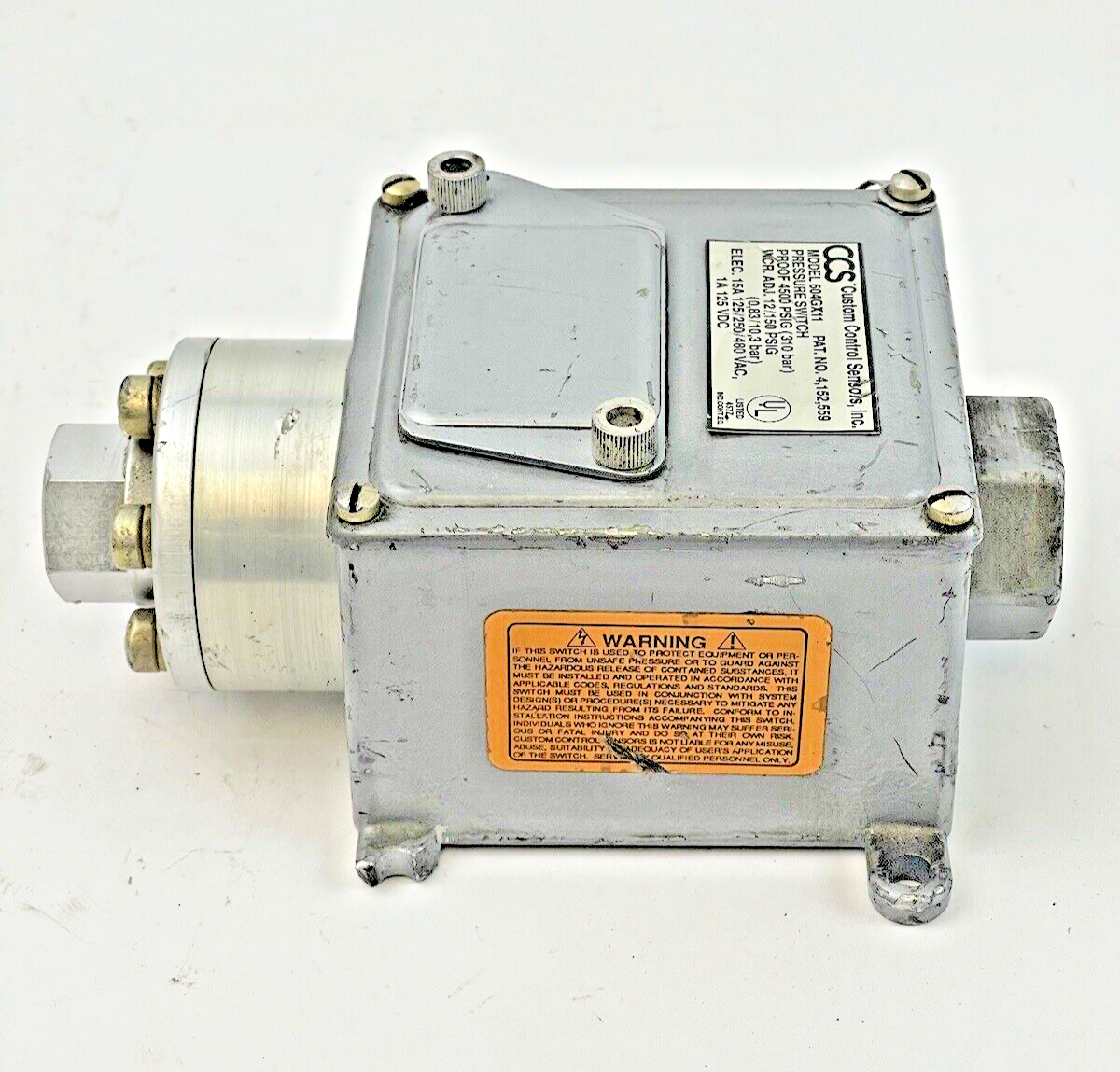 CCS - 604GX11 - PRESSURE SWITCH - 4500 PSIG, 310 BAR, 15A, 480 VAC