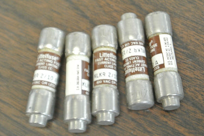 LOT of 5 / LITTELFUSE KLKR2/10 FUSE / 2/10A / 600V / NEW SURPLUS KLKR-2/10