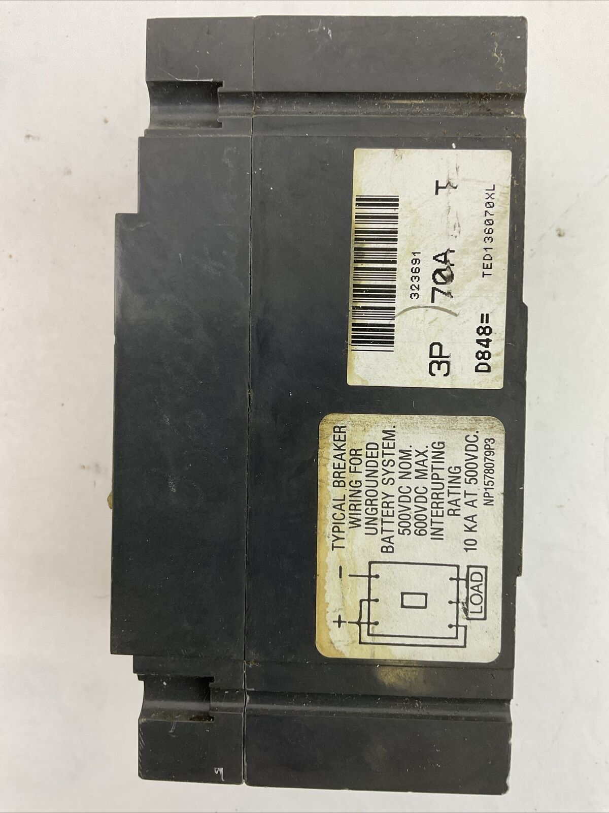 GE TED136070 INDUSTRIAL CIRCUIT BREAKER 70AMP 600VAC 250VDC 3POLE