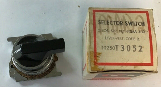 CUTLER HAMMER 10250T3052 3POS SELECTOR SWITCH CODE2