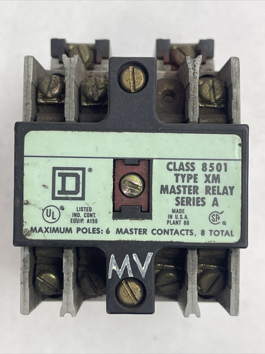 SQUARE D 8501 XM040 INDUSTRIAL CONTROL RELAY FORM KV SER A COIL 120V 60HZ