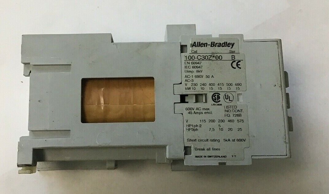 ALLEN BRADLEY 100-C30Z*00  Ser. B CONTACTOR w/ 100-S AUX. CONTACTOR Ser. B
