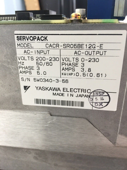 YASKAWA CACR-SR05BE12G-E AC SERVOPACK INPUT 200-230VAC 5A OUTPUT 0-230VAC  3.8A