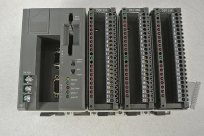 MODICON PC-A984-141 CPU + DEP216 INPUT MODULES (3) + DTA 200/AS-HDTA-200 SUBRACK