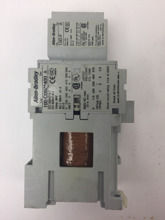 ALLEN BRADLEY 100-C09Z*400 CONTACTOR WITH 100-F COIL 24VDC