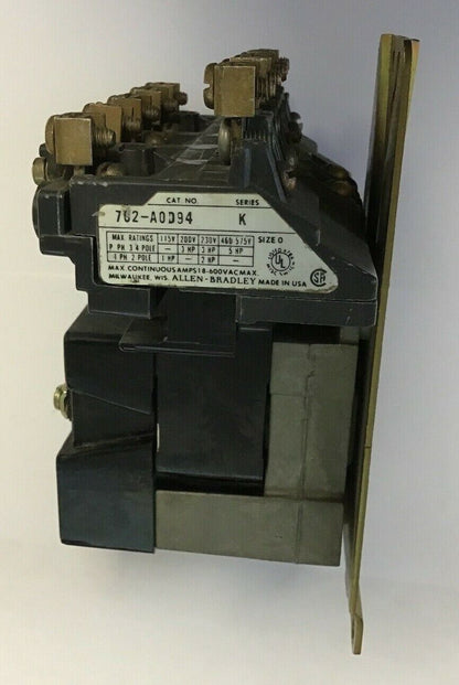 ALLEN BRADLEY 702-A0D94 OVERLOAD RELAY SER.K575V 5HP W/70A86 110V.60HZ COIL