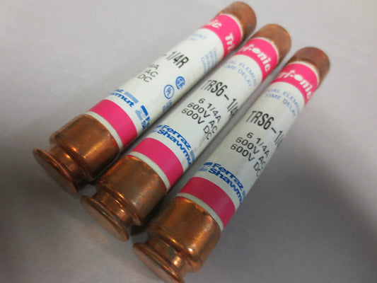 FERRAZ SHAWMUT TRS6-1/4R TRI-ONIC DUAL-ELEMENT TIME-DELAY 6-1/4A 600VAC LOT of 3