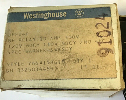 WESTINGHOUSE BFE24F CONTROL RELAY 10AMP 300V TYPE BF