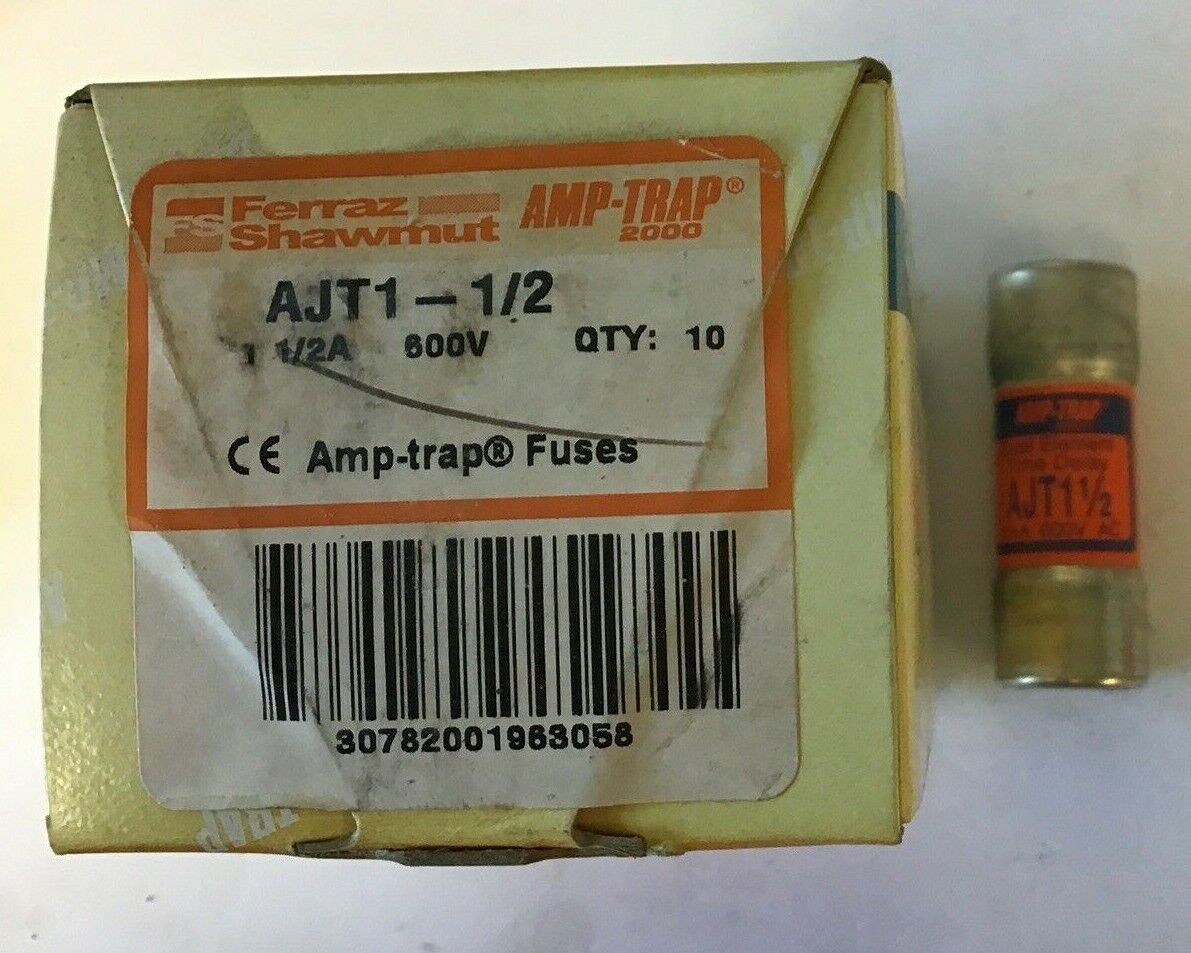 FERRAZ SHAWMUT AJT1-1/2 AMP-TRAP 2000 FUSE 1-1/2AMP 600V ***LOTOF10***