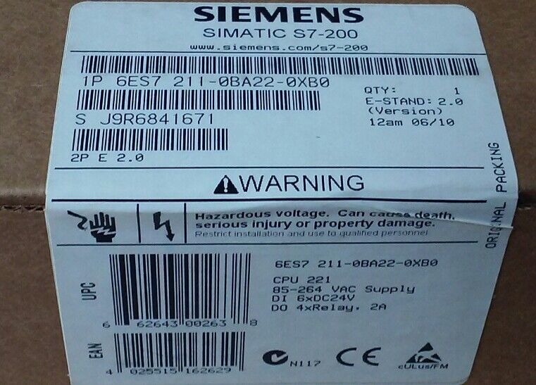 SIEMENS 6ES7 211-0BA22-0XB0 CPU MODULE 6ES72110BA220XB0 (NEW IN BOX)