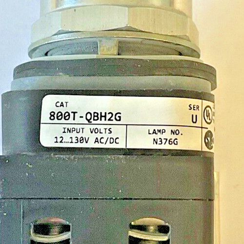 ALLEN BRADLEY 800T-QBH2G RED LED PUSH BUTTON SER.U 130VAC W/800TC-N374 SER.A MOD