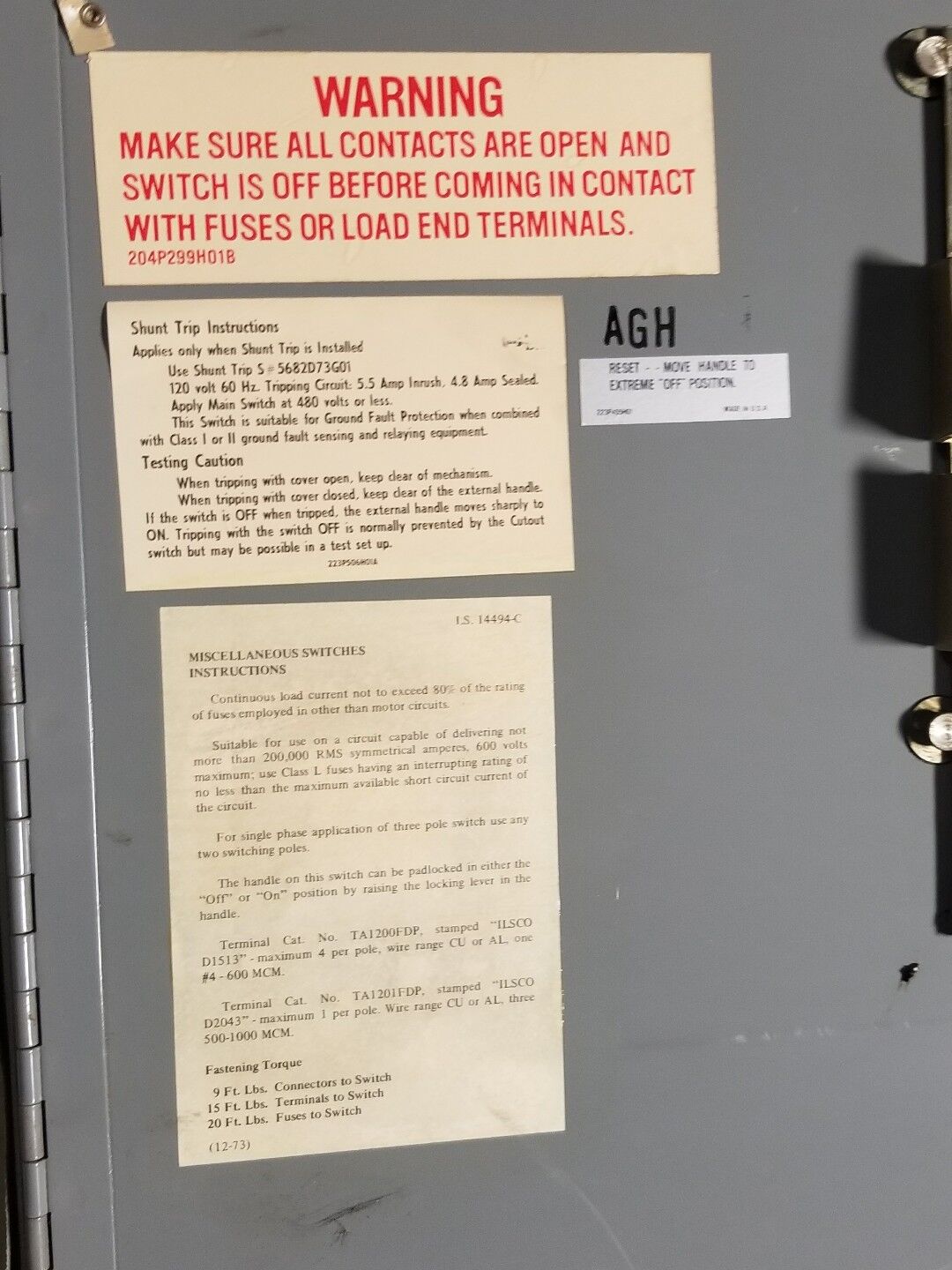 FDPS368T SAFETY SWITCH 1200AMP 600VAC 3POLE