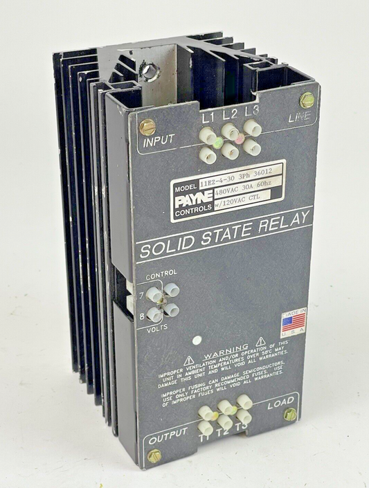 PAYNE CONTROLS - 11EZ-4-30 - SOLID STATE RELAY - 3 PHASE, 480 VAC, 30 AMP, 60HZ