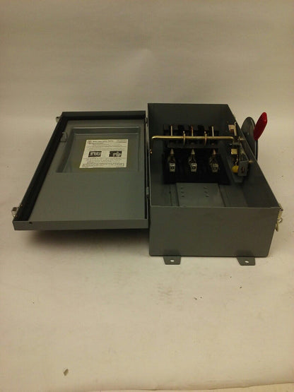 WESTINGHOUSE JHU361 H.D. SAFETY SWITCH NON FUSIBLE, 3PH, 30A, 600V, 20HP NEMA 12