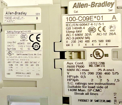 ALLEN BRADLEY 100-C09E*01 CONTACTOR RELAY 24VDC SER.A ***LOTOF3***