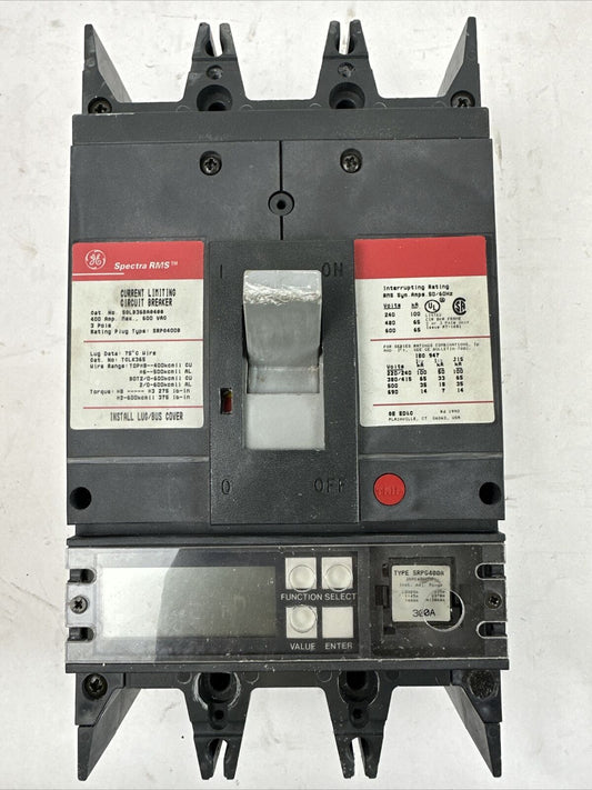 GE SGLB36BA0400 CURRENT LIMITING CIRCUIT BREAKER 400AMP 600VAC TRIP PLUG 300A