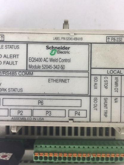 SCHNEIDER EQ5400 AC WELD CONTROL MODULE 52045-342-50 REV A