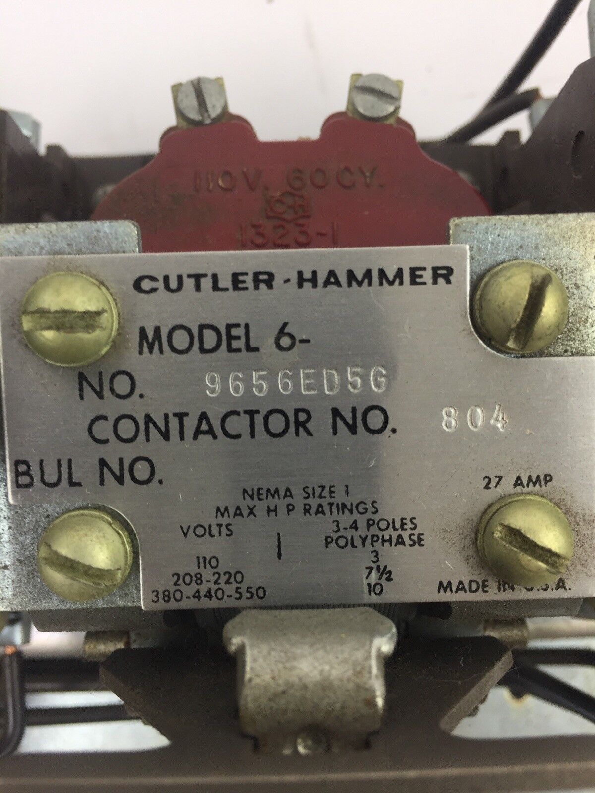 CUTLER HAMMER 9656ED5 MOTOR STARTER