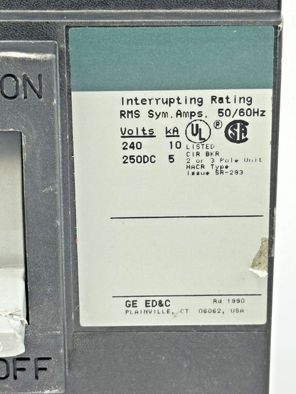 GE - TEB132070 - INDUSTRIAL CIRCUIT BREAKER - 70A/ 240 VAC/250 VDC/ 3 POLE