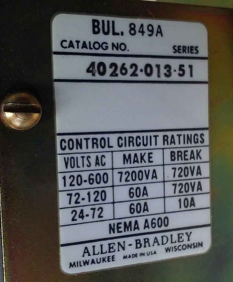 ALLEN-BRADLEY 40262-013-51 PNEUMATIC TIMER (NEW)