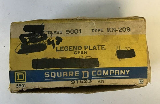 SQUARE D LEGEND PLATE "OPEN" 9001 KN-209 ****LOTOF42****