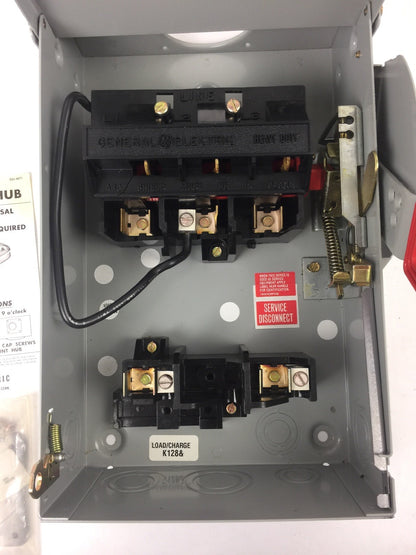 GE TH2261RDC HEAVY DUTY SAFETY SWITCH 2 POLE 2 WIRE 30 AMP VOLTS: 600VDC/250VDC