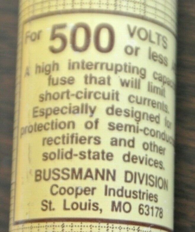 BOX of 5 / BUSSMANN / TRON KBH100 RECTIFIER FUSE / 100A / 500V / NEW SURPLUS