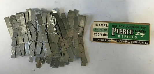 PIERCE 215 RENEWABLE FUSE LINKS 15A 250 VOLT REFILLS****LOTOF100***