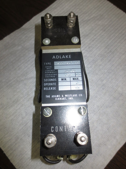 ADAMS & WESTLAKE / ADLAKE 1200-60P-23 TIMING RELAY - 130VDC, N.C. - NEW SURPLUS