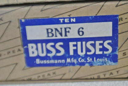 BOX of 10 / BUSS BNF6 FUSE / 6A / NEW SURPLUS / 3/4" x 4"