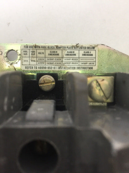 ALLEN BRADLEY 1494F-NF30 FUSIBLE DISCONNECT SWITCH SER A 30A 40023-414-01 AJT10
