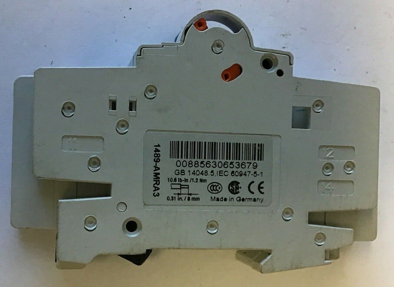 ALLEN BRADLEY 1489-M C 7A 1POLE CIRCUIT BREAKER W/ 1489-ABRA3 AUX. CURCUIT