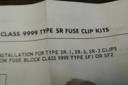 SQUARE D 9999 SR-1 CLASS R FUSE CLIP KIT / 250V, 0-30A / NEW SURPLUS