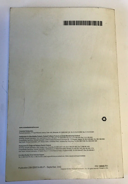 ALLEN BRADLEY POWER FLEX 700 QUICK START MANUAL 198666-P01