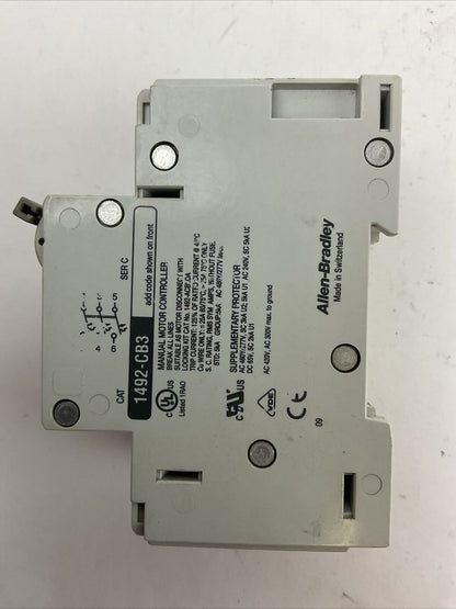 ALLEN BRADLEY 1492-CB3G060 MANUAL MOTOR CONTROLLER 6A 3HP 3P 480Y/277VAC SER C