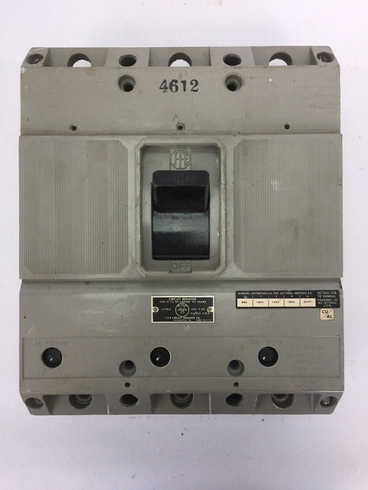 ITE CIRCUIT BREAKER TYPE ET-75 225AMP HJ FRAME 600VAC 125/250VDC 3P ADJ MAG TRIP